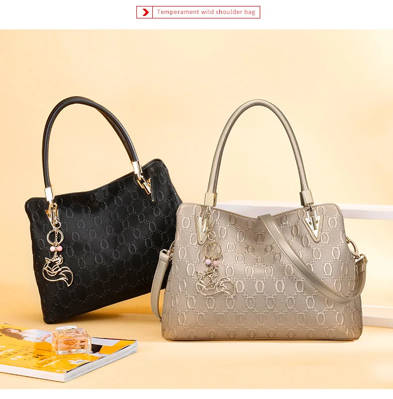 FOXER Elegante Mama-Tasche aus Rindsleder, Damen-Tragetasche mit großem Fassungsvermögen und Anhänger, vielseitige Pendler-Handtasche für Arbeit und Alltag – Detail 2