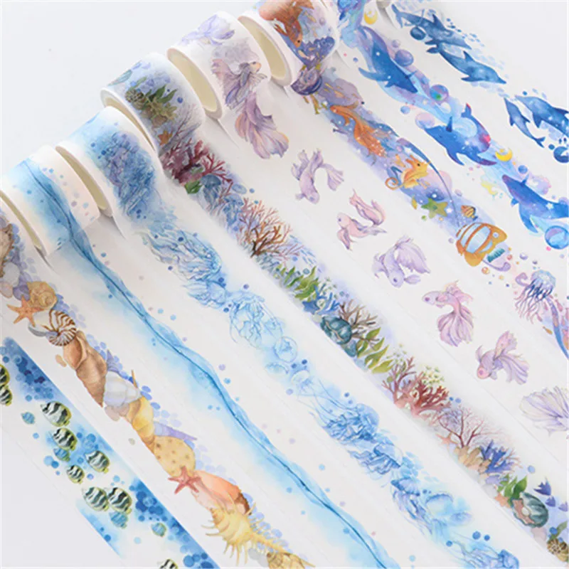 30 mm x 5 m  Whale and sea shell Washi Tape for DIY Gift Wrapping Scrapbooking and CraftSticky Adhesive Paper Masking Tape