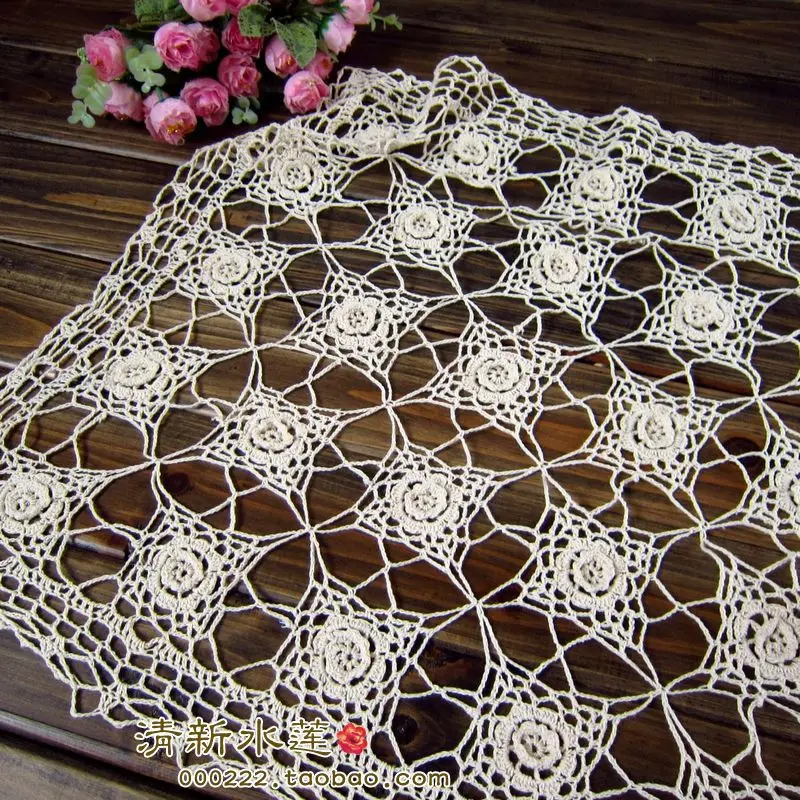 free shipping 3D flowers lace cotton sofa cover table runner table cloth cabinet towel for home decor unique skill with flowers