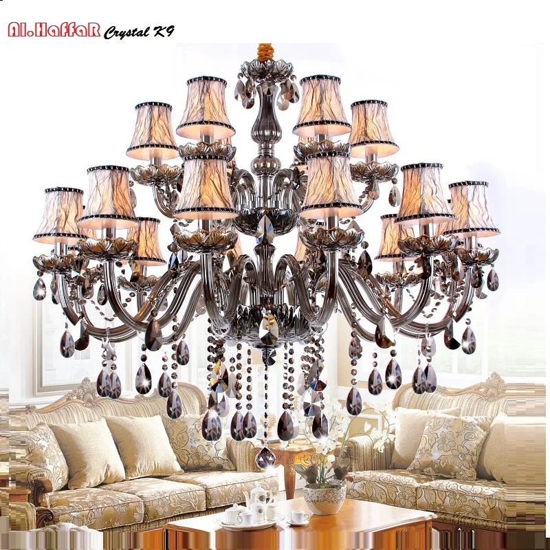 Modern Smoky Grey Crystal Chandelier Lighting Chandeliers Large Chandeliers Lamp Bedroom Living Room Lights Lighting