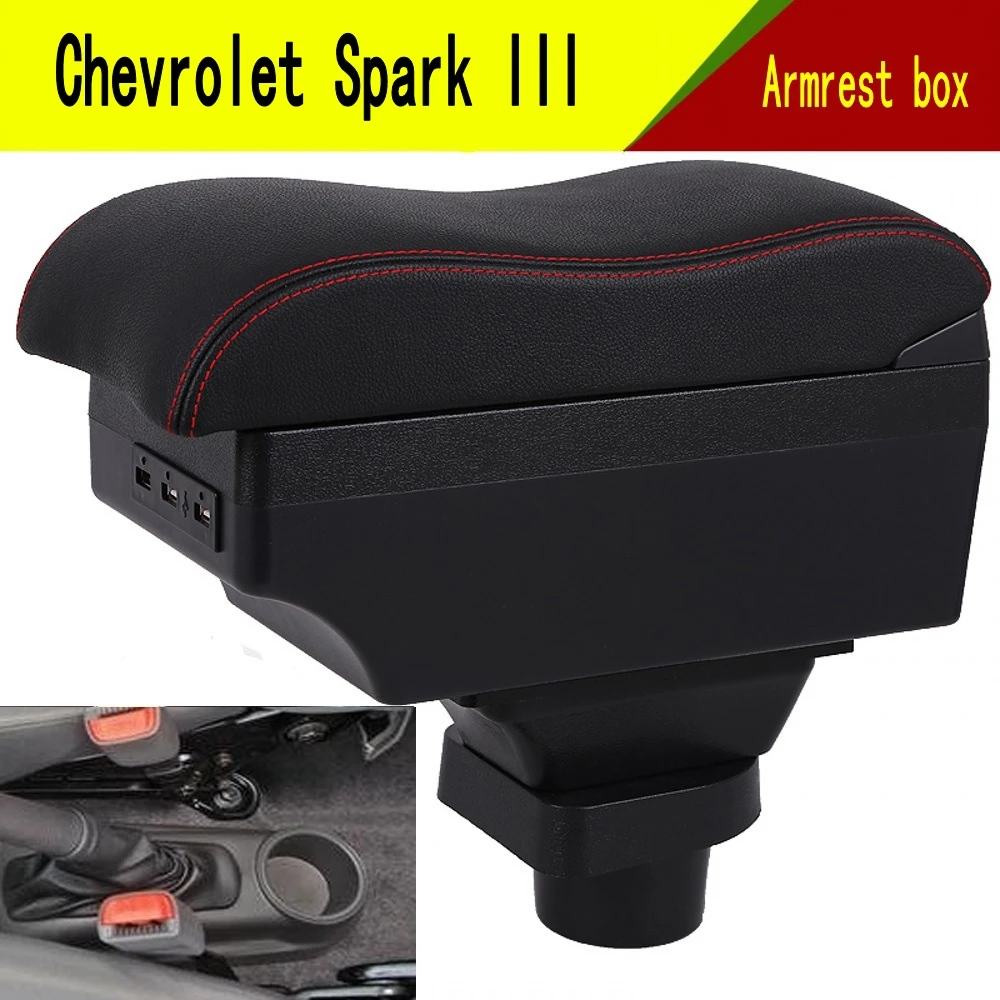 

For Car Chevrolet Spark III Armrest Box Central Content Interior Arm Elbow Rest Storage Case Car-styling with USB Cup Holde