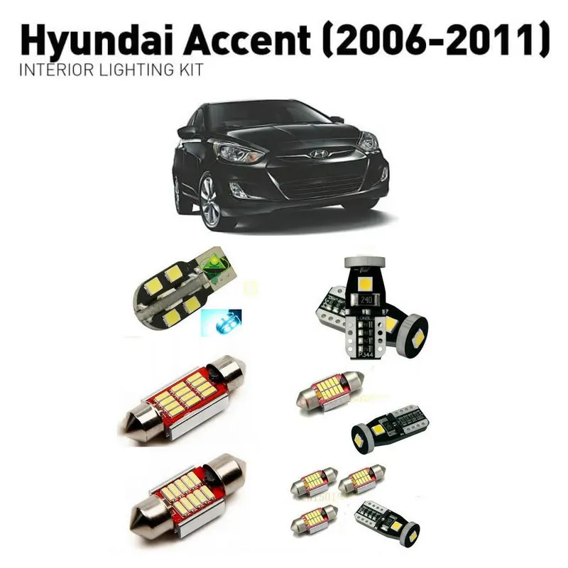 

Led interior lights For Hyundai accent 2006-2011 8pc Led Lights For Cars lighting kit automotive bulbs Canbus car-styling