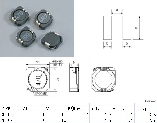 680UH 10*10*4MM 0.25A POWER inductors CD104-681 Mark:681  Patch shielded  inductors New and original