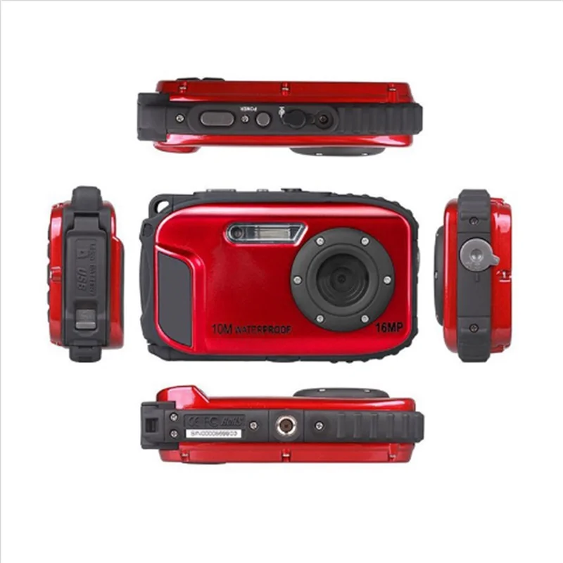 Minicámara Digital HD resistente al agua, videocámara De Fotos De 16MP, 2,7 pulgadas, Zoom 8x, cámara De Fotos, videocámara De vídeo antivibración, 1080P, CMOS