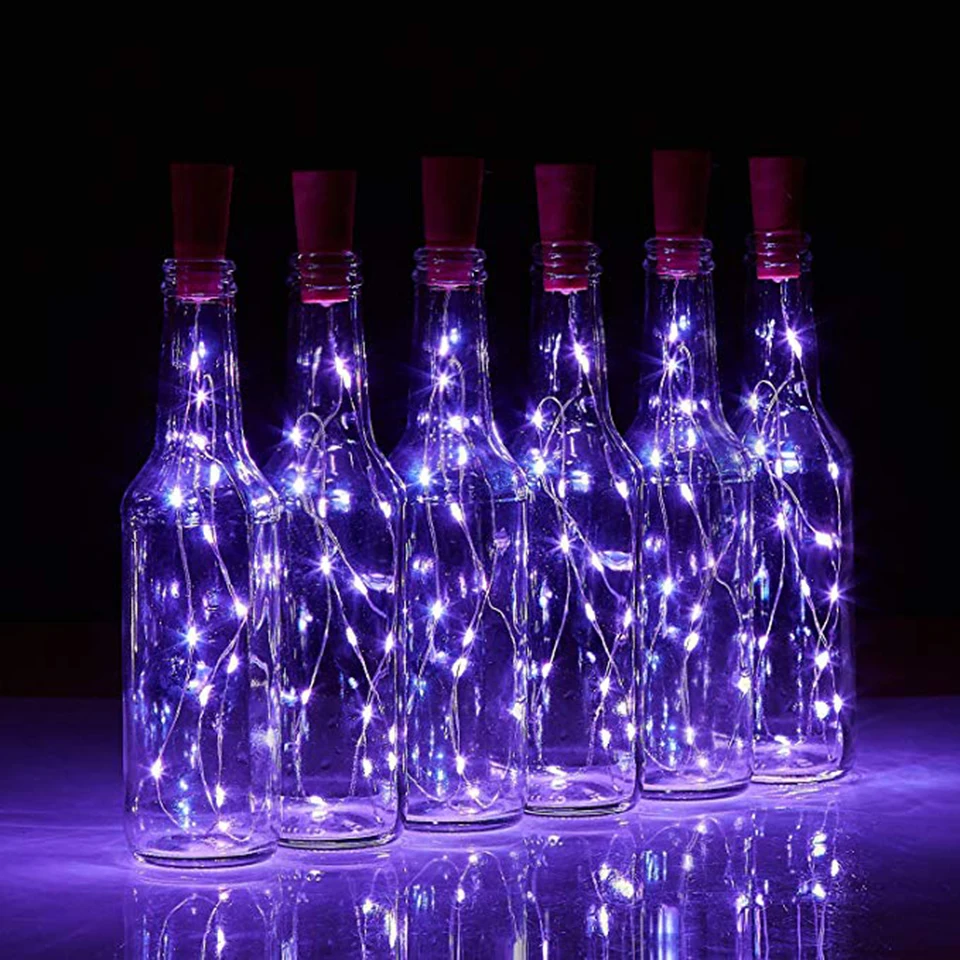 Guirnalda de luces LED con corcho de vino para decoración de Bar, luces de botella para fiesta, boda, navidad, Halloween, luz creativa alimentada