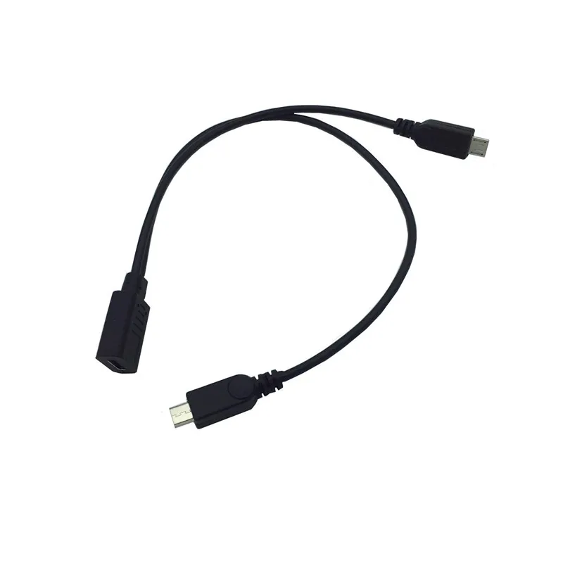 2 في 1 USB 3.1 نوع C كابل شحن ، USB C نوع C الإناث إلى 2 * USB 2.0 مايكرو 5Pin كابل الشاحن 0.25 m 25 cm