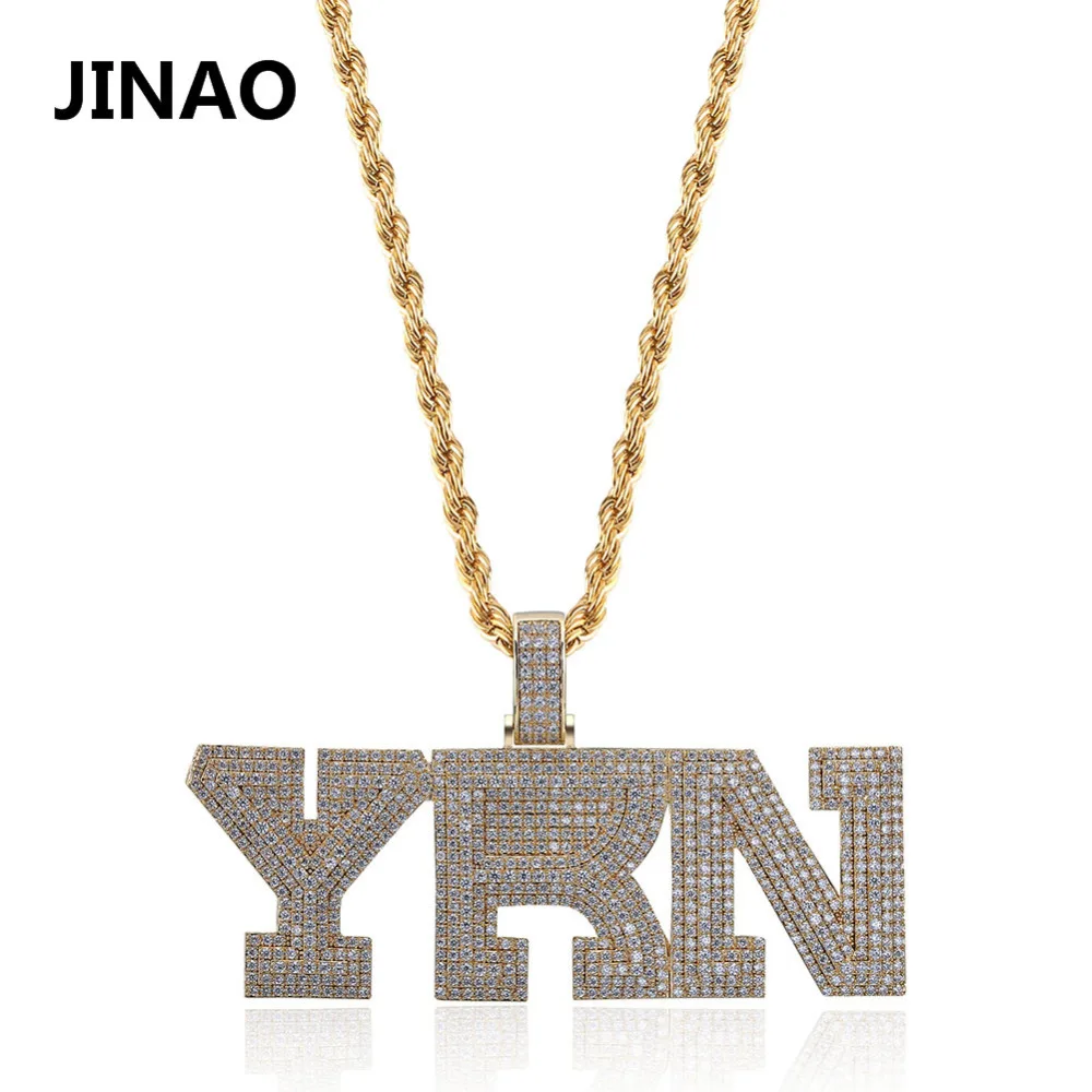 

Fashion Name Cubic Zircon Iced Out Chain Necklace YRN Design Letter Pendant Hip Hop Jewelry Chain Statement Necklaces Bling Gift