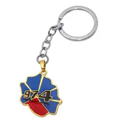 zkd  LA REUNION map key chain   key ring   country map jewelry