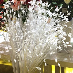 YO CHO Silk Flowers for Home Decoration 40 Heads White Peacocok Grass Road Lead Wedding Props
