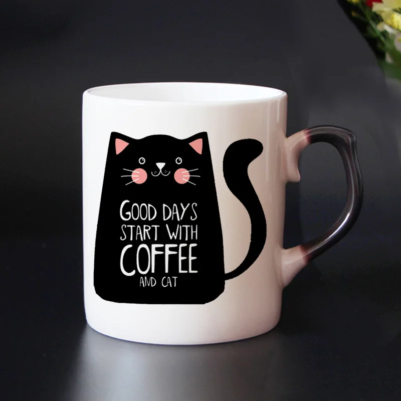 Super Cool Cat Mugs with Color Change, Ceramic Coffee Mug and Cup, Heat Reveal Magic Mugs for Friend, Fashion Gift