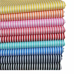 100% cotton twill cloth PINK AUQA GREEN BLUE BLACK RED YELLOW stripe fabric for DIY kids crib cushions handwork quilting textile