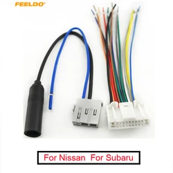 FEELDO 1 Juego de arnés de cableado estéreo de Audio para coche, enchufe adaptador de antena para Nissan/Subaru/Infiniti OEM Radio CD de fábrica # AM1638