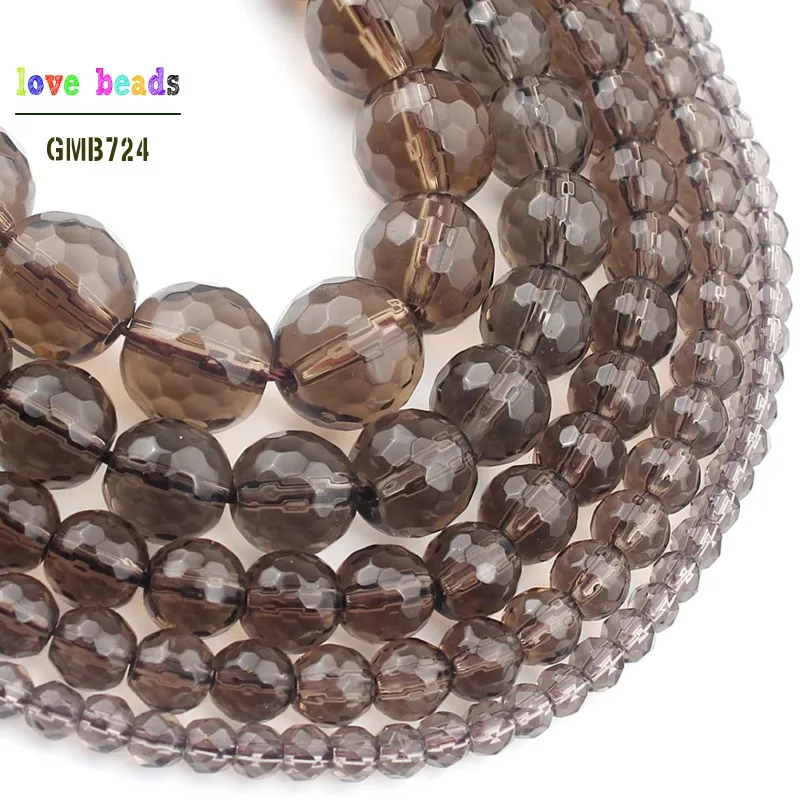 Faceted smoky quartzs transparent glitter glass crystal beads jewelry making round loose beads Diy bracelet necklace jewelry