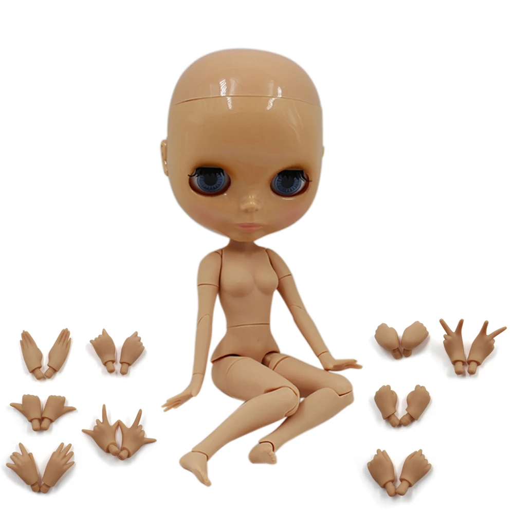 Blyth doll joint body tan skin without wig Suitable for transforming the wig and make up for her about 30cm girl boy doll