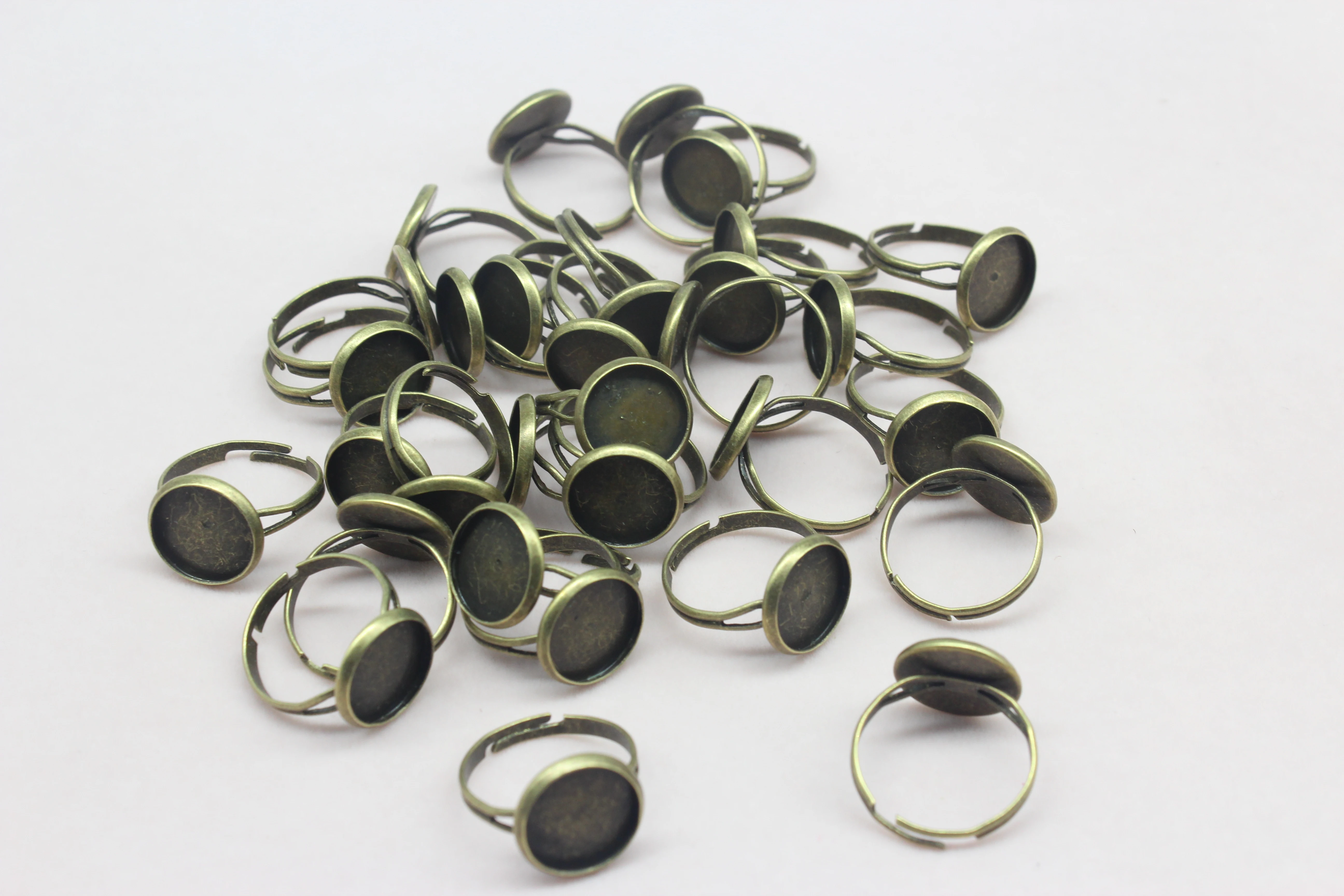 

100pcs Jewelry Findings supply ring cameo base setting ring Setting Cabochon Frame fit 16mm antique brass bronze lead free