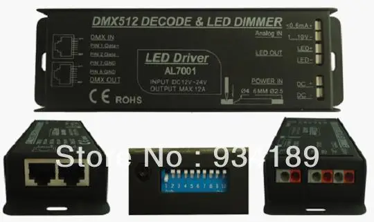 

Free Shipping Multiple led driver, DMX dimmable & 0-10V dimming signal control, 1Ch DC12V-24V output 10A / 240W Model:AL7001