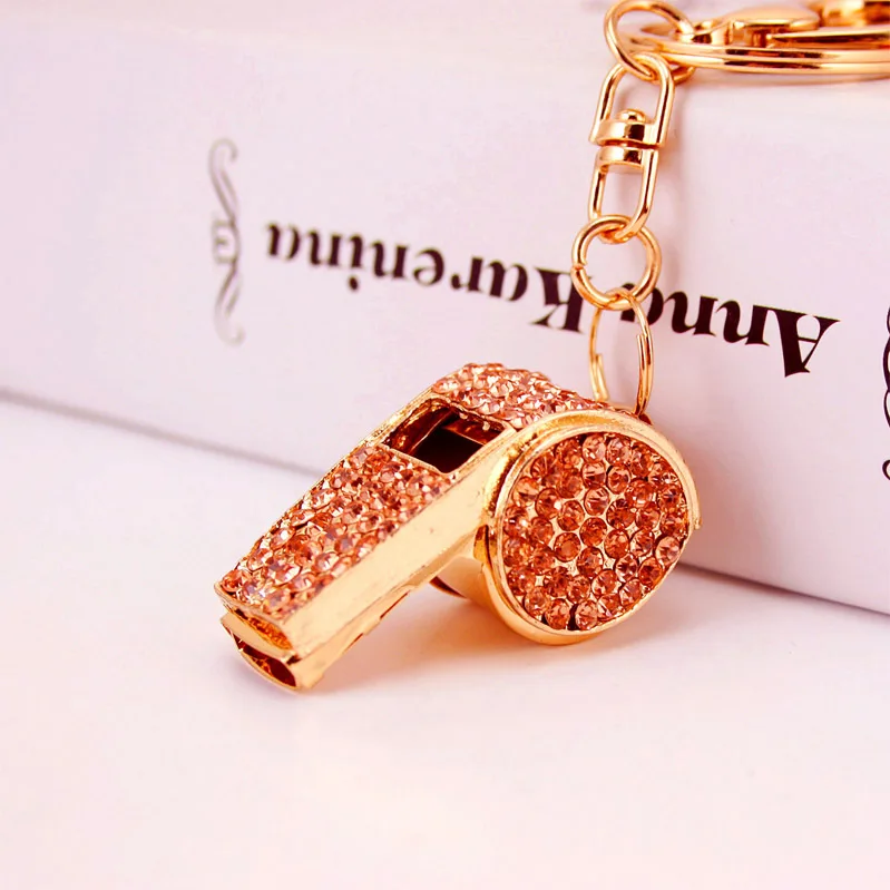 Fashion Creative Lovely Crystal Whistle Car Pendant Keychain For Women Bag Keychains Rhinestone Car keyrings Gifts Jewelry