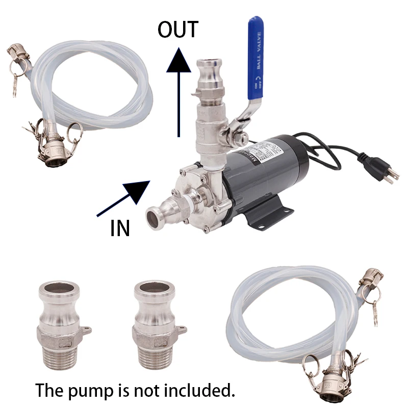 Transfer Pump Camlock Quick Connect Kit Homebrew Pump Accessories Food Grade Silicone and Stainless Steel 304