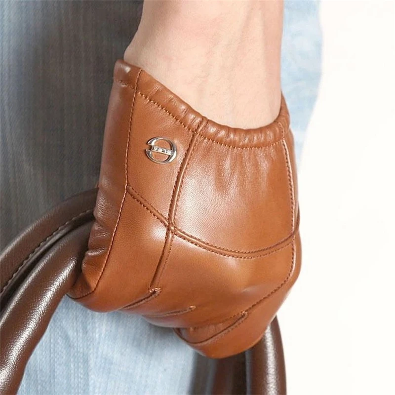 Ziegenleder Spezielle Bieten Kurze Stil Männer Handschuhe Handgelenk Elastische Echtem Leder Mode Schaffell Handschuh Für Fahren EM004PN-5