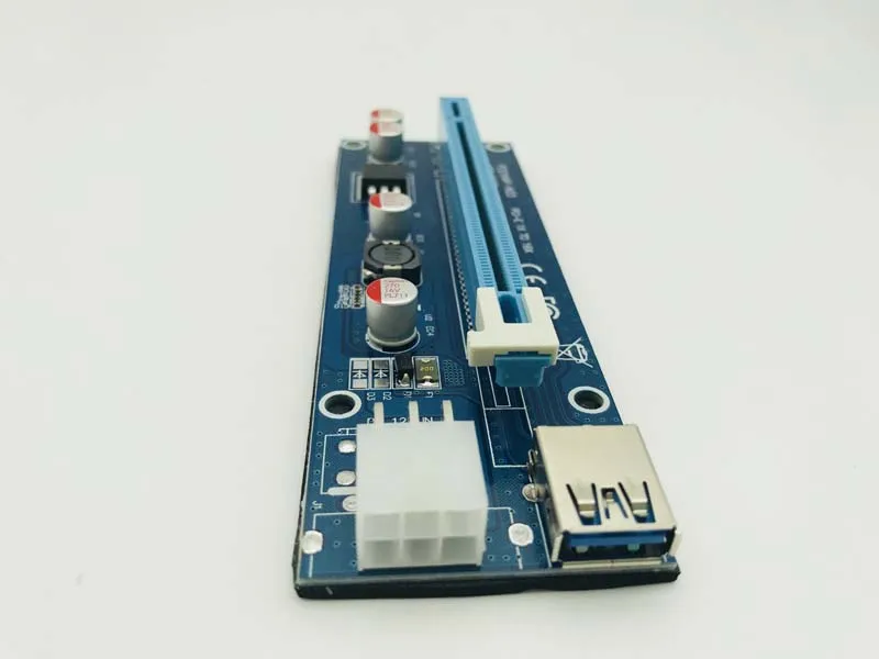 Adaptateur de carte PCI-E avec 15 broches à 6 broches, PCI Express 1x à 16x, extension de Machine minière, carte d'alimentation, câbles USB 3.0 de 60cm