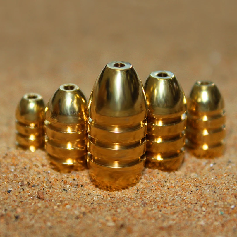 MNFT 25pcs/pack 1.8/3.5/5/7/10g Weight Bullet Shape Copper Sinker Rig Fishing Tackle Accessories BRASS BULLET SINKERS