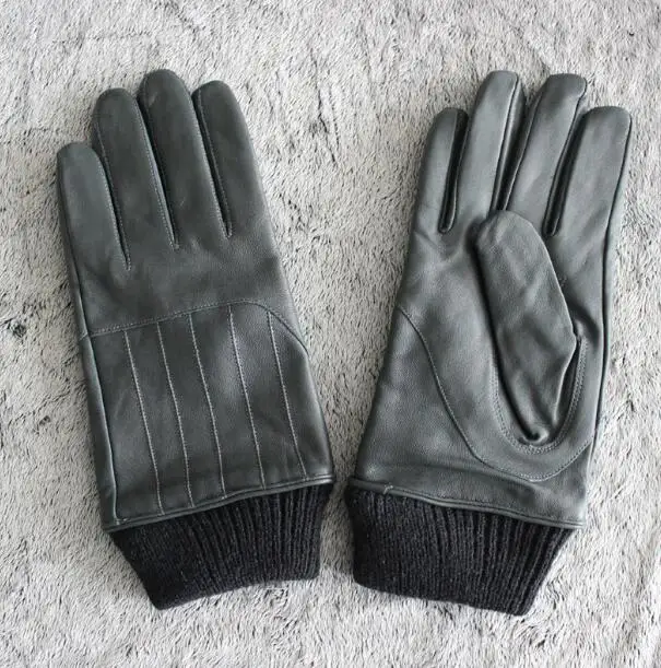 

Men's autumn winter thicken warm motorcycle glove male genuine sheepskin leather riding driving glove R580