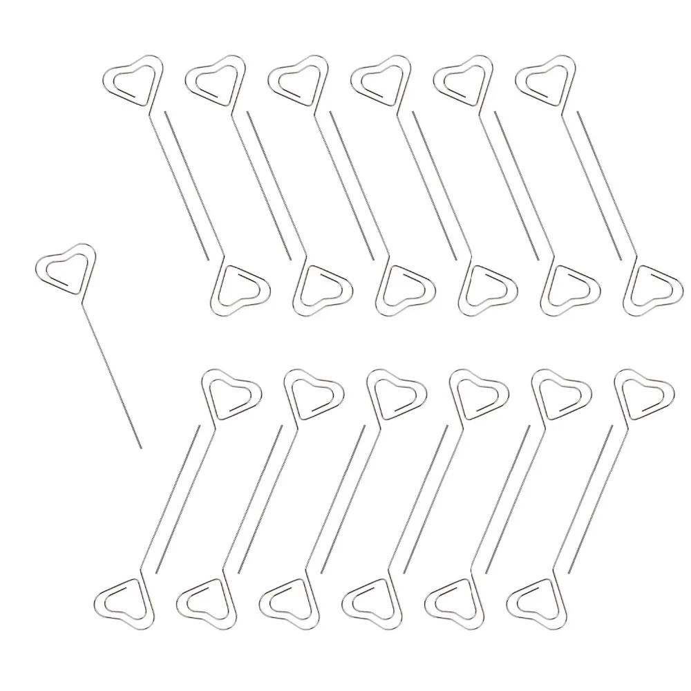 XRHYY 25 pcs Silver Color DIY Wire Card Holder Pick, Paper Photo Card Clip with Heart Sharp