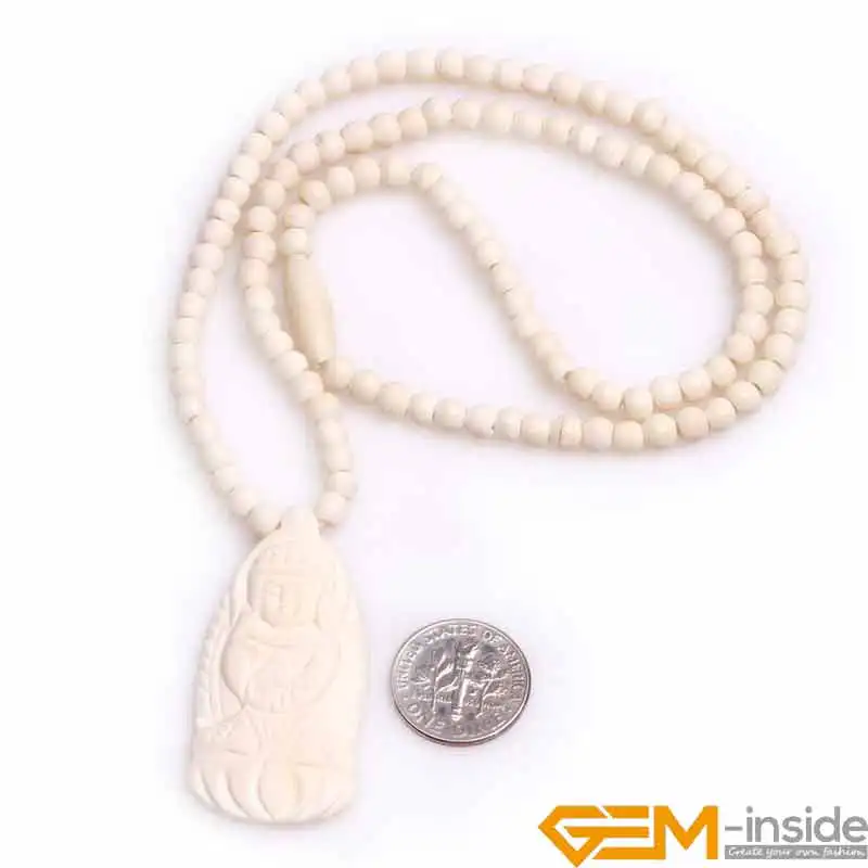 

21x40mm White Carved Bone Bodhisattva Buddha Beads DIY Beads For Necklace Making 18 Inch Wholesale