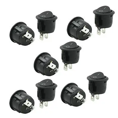 10 Pcs SPST I/O ON/OFF Round 2 Position Rocker Switch 6A 250VAC 10A 125VAC KCD1-105