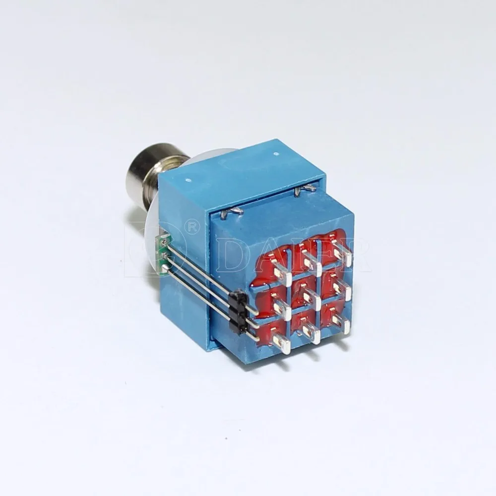 1PCS AC 125V 4 Amp 250V 2A 30VDC Push Button Switch 9 Pins Latching 21MM 3PDT Foot Switches ON/ON 3 Pole With Dual Color LED