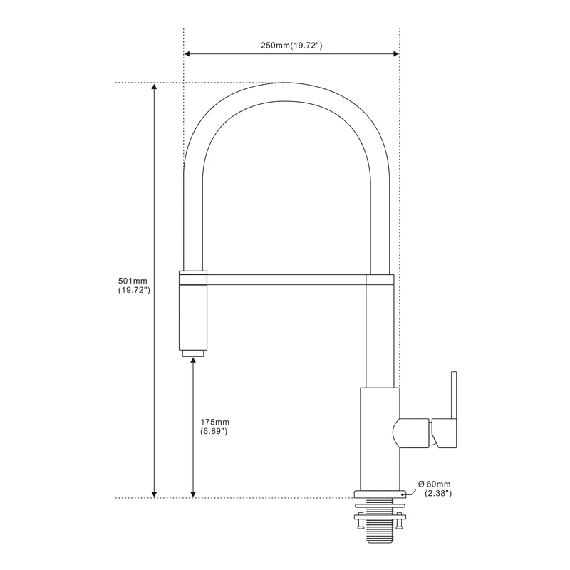 Premium Deck Mounted Pre-Rinse Pull-Down Kitchen Sink Mixer Faucet Taps with Gooseneck pull out Spray Single Lever Metal Handle