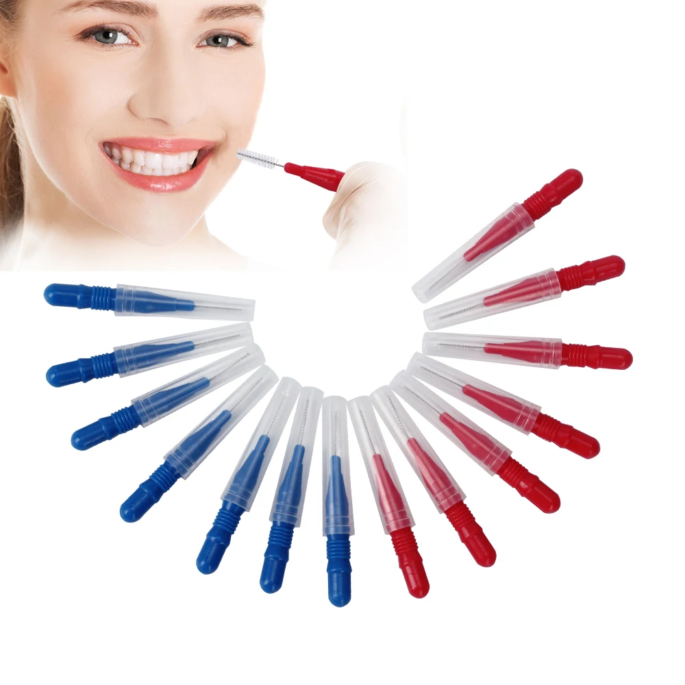 

AZDENT 100pcs Dental Push-Pull Interdental Brush Oral Toothpick Gum Interdental Tooth Brush Orthodontic Wire Brush Toothbrush