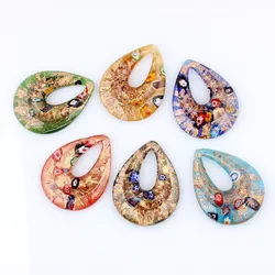 Fashion Beauty Wholesale 6pcs Handmade Murano Lampwork Glass Mixed Colorful Drop Millefiori Charms Pendants