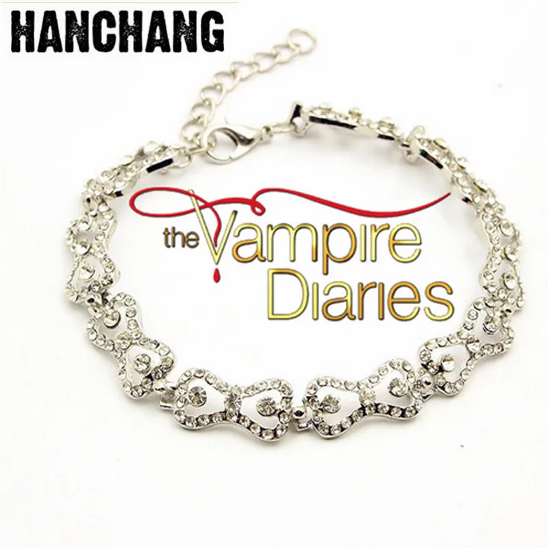 Women Charm Bracelet The Vampire Diaries Klaus Caroline Forbes Rhinestone Crystal Bow Shine Bangle&Bracelet Fashion Jewelry