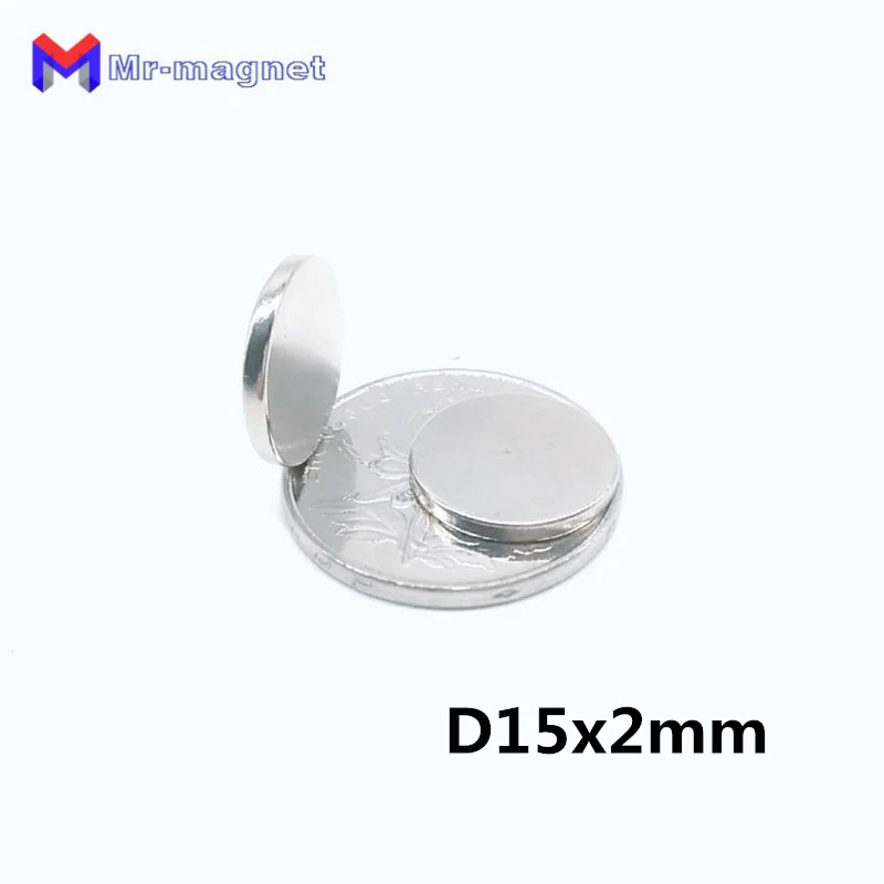 

200pcs Lot Small Neodymium Magnets Thin Disk N35 Craft Refrigerator Diy Magnetic Materials 15 mm Diameter thickness 2 mm 15x2 mm