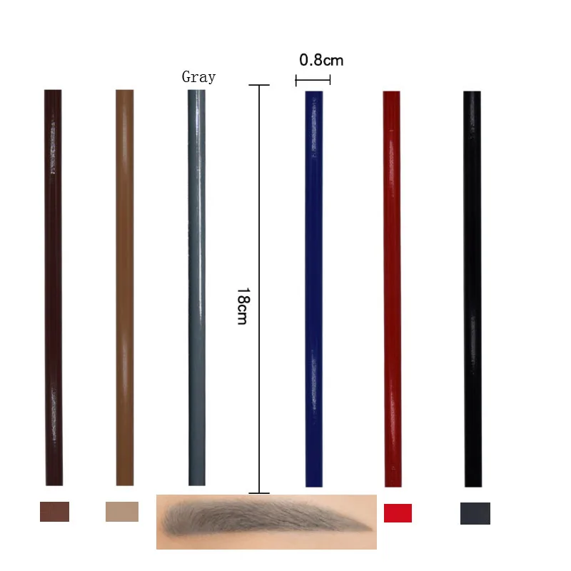Kredki do brwi permanentnych 6 kolorów do makijażu permanentnego brwi, brwi, brązowy, czarny, szary, beżowy, czerwony, kosmetyki