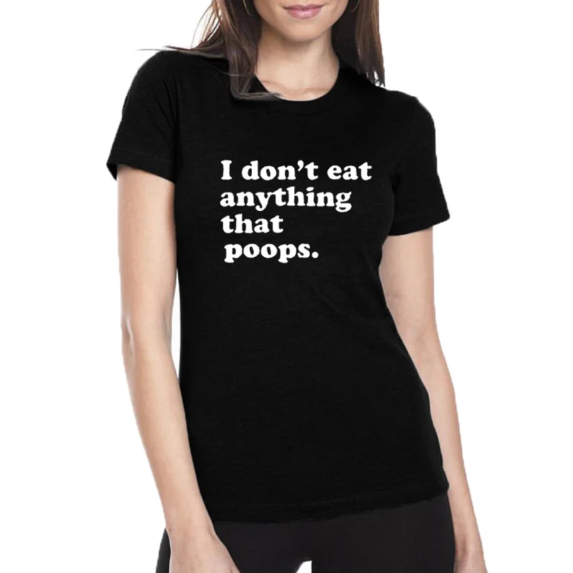 

Skuggnas I Don't Eat Anything That Poops T-shirt Vegan Tees Hipster Vegan Harajuku grunge 90s fashion tee shirt aesthetic tops