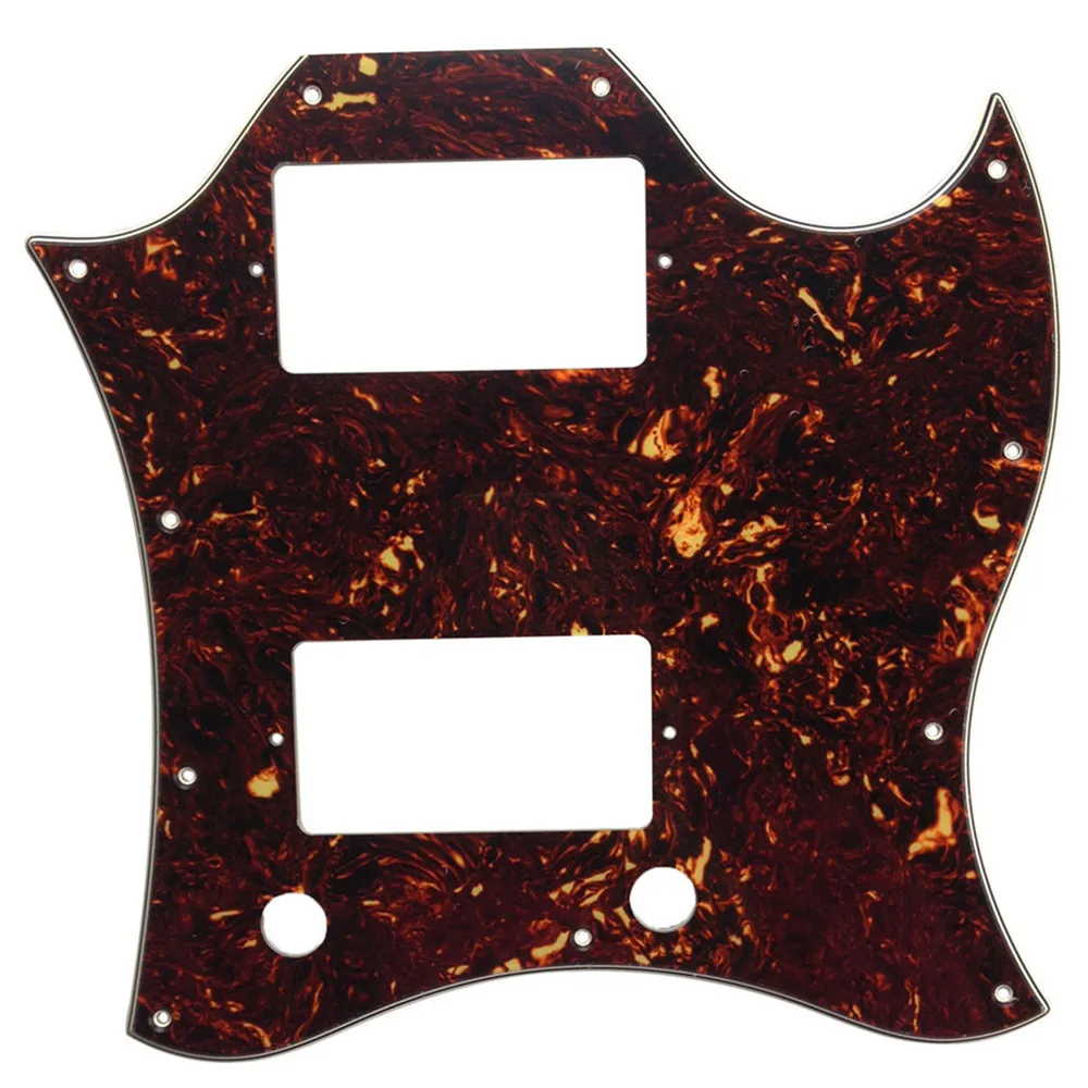 Pleroo Custom Guitar Parts - For SG Full Face Guitar Pickguard Scratch Plate With PAF Humbuckers , 4 Ply Brown Tortoise