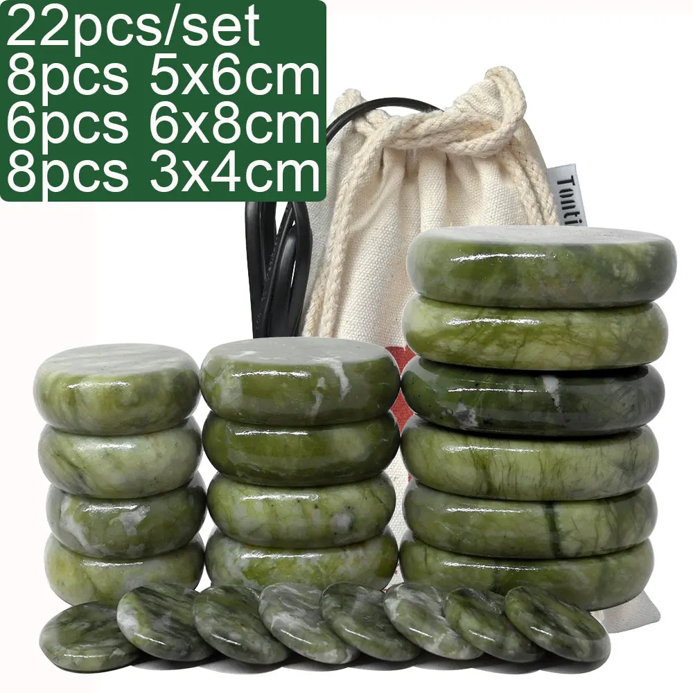 New Green Jade Body Massage Hot Stone SPA with Canvas CE and ROHS Relieve Pain Spa Relax Body Heating