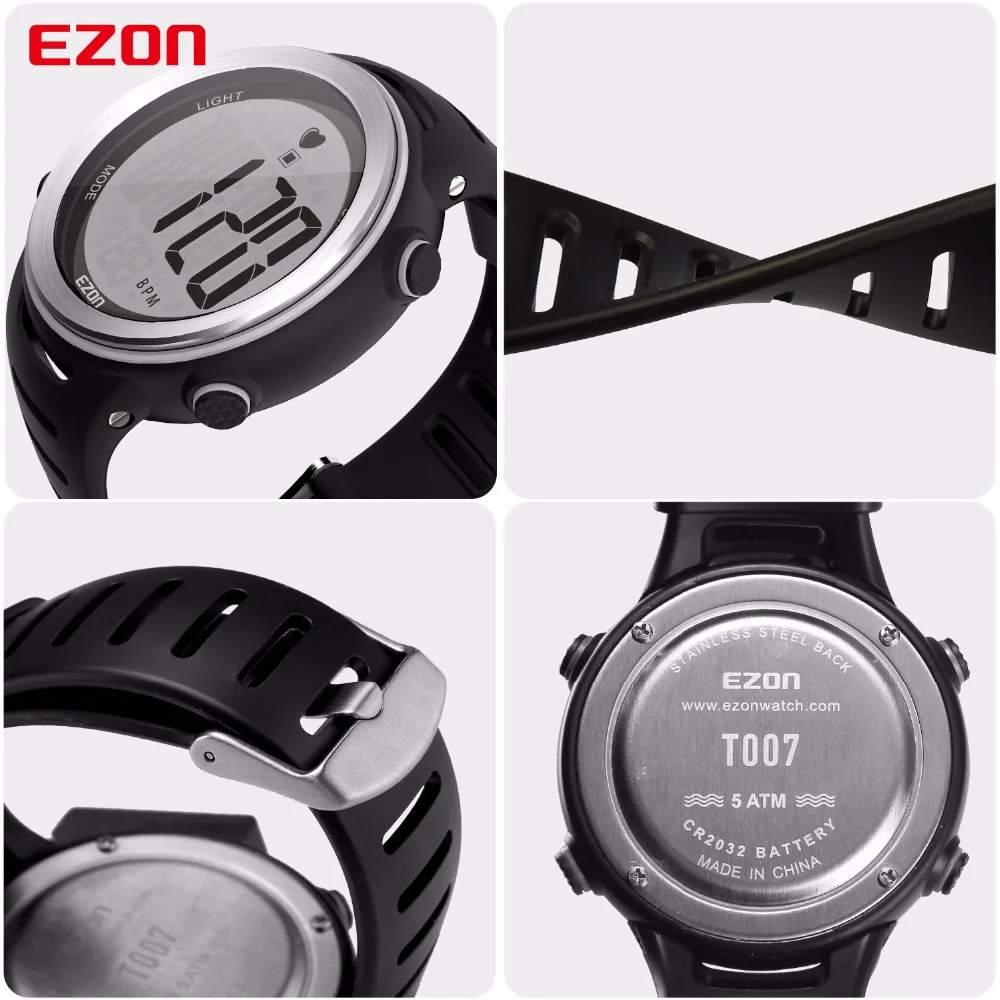 Nuovo arrivo EZON T007 cardiofrequenzimetro orologio digitale allarme cronometro uomo donna orologi sportivi da corsa all\'aperto con cinturino