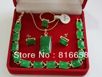 real natural verde jade joias colar pingente pulseira brincos anel conjunto 01