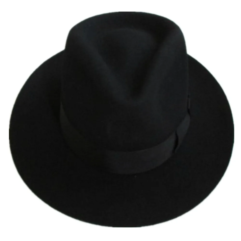 Classic Men\'s Black Wool Fedora Michael Jackson Gentleman Hat