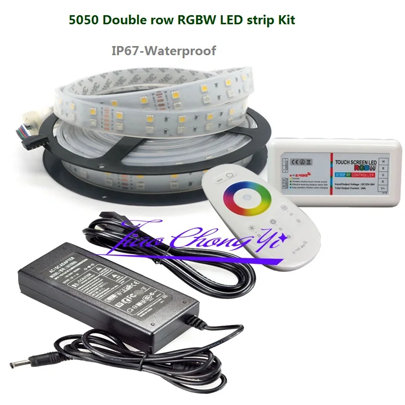 

Двухрядная Светодиодная лента, 5 м, 12 В, SMD, RGBW, белая, 5050, 600 светодиодов, + контроллер 2,4G + питание 8A