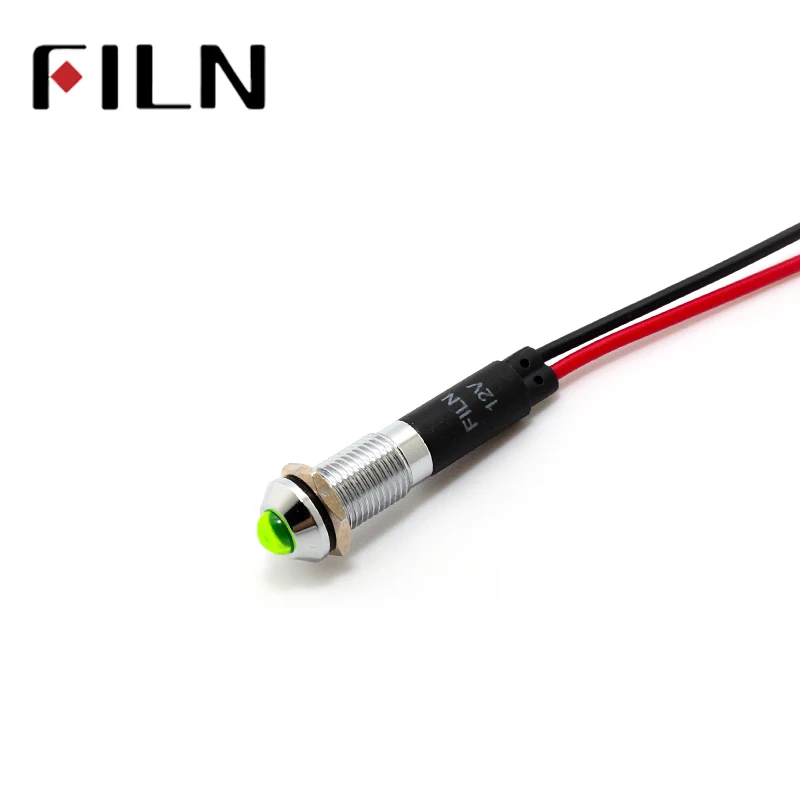 FILN FL1M-8SW-1 8mm rosso giallo blu verde bianco 12 v 110 v 24 v 220 v led segnale di metallo lampada con 20 cm cavo