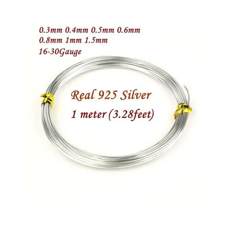 925 Solid Sterling Silver Wire,16 20 24Gauge, Half Hard Round Wire1M of 0.3 0.4 0.5 0.6 0.8 1mm Silver wire,Bead Wire