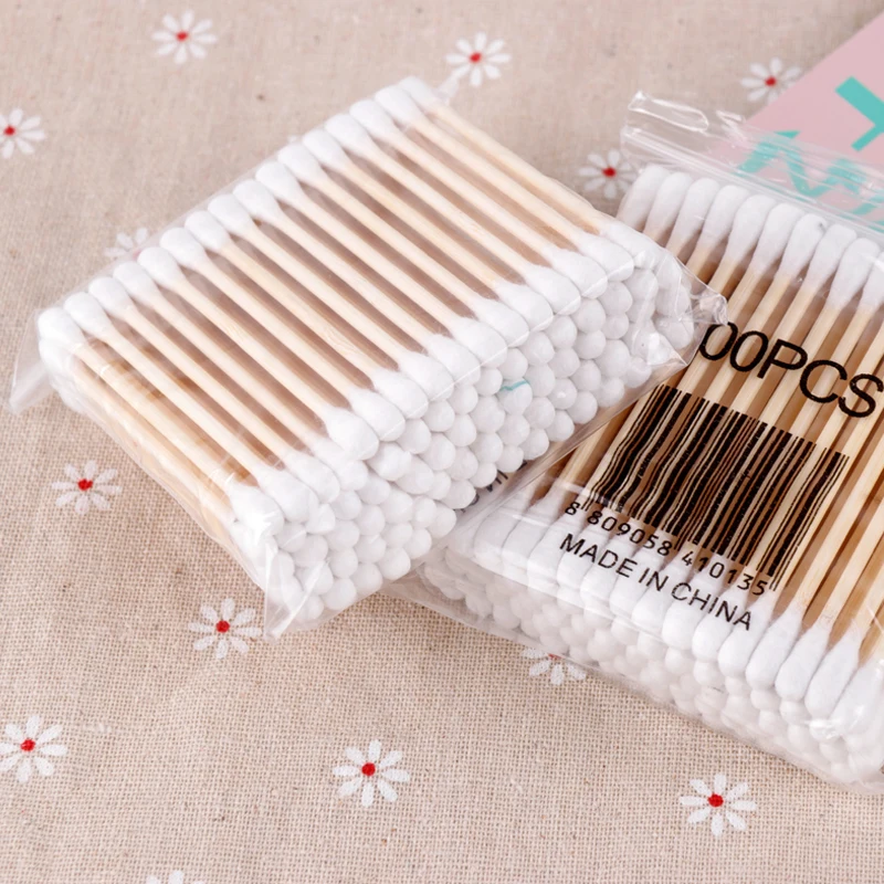 Cotons-tiges jetables à Double tête, lot de 5/10 sachets, bâtonnets en bois pour Microblading, nettoyage du nez, des oreilles, outils de soins de