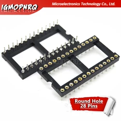 5pcs Round Hole 28 Pins Wide 2.54MM DIP DIP28 IC Sockets 28 PIN Adaptor Solder Type IC Connector