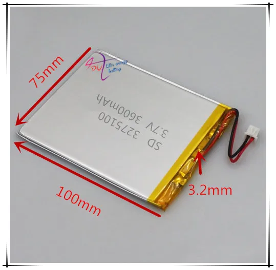 XHR-2P 2.54 3.7V 3600mAh lithium polymer battery 3275100