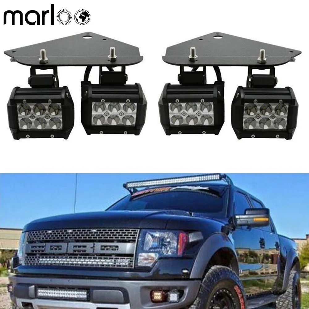 

For 2010 2011 2012 2013 2014 Ford F150 SVT Raptor Truck 18W LED Fog Light Kit With Bumper Mounting Bracket Set