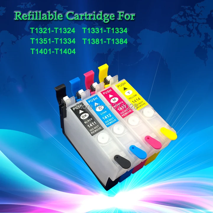 INK WAY 4 PCS T1381-T1384 Refillable ink cartridge for Stylus NX420 TX420W TX235 NX230, Workforce 320 630 633 435 with ARC